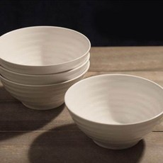 LIEN' CERAMIC 陶瓷麵碗, 白色的, 4件
