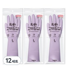 롯데이라이프 착한 고무장갑, 퍼플, 대(L), 12세트