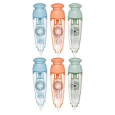 deLi 得力 按壓式修正帶主體3款 + 替芯3款套組, 粉紅色, 藍色, 綠色, 2套