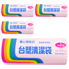 台塑 實心捲取式清潔袋, 15L, 4捲