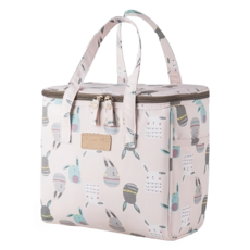 Kwang Min 英倫風保溫保冷防水便當袋, 粉小兔 粉色, 1個