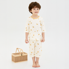 unifriend 兒童款甜檸檬有機棉七分袖家居服上下套裝