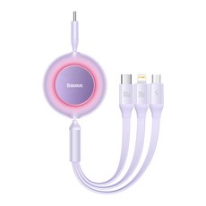 Baseus 倍思 100W 華麗鏡面2 3合1超高速充電多功能數據線 C to 5 pin+Apple 8 pin+Type-C, 1.1m, 紫色, 1個
