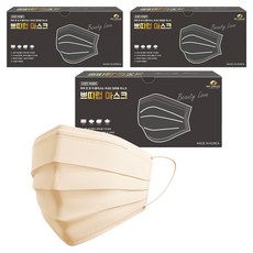 더착한 쁘띠럽 마스크 대형 성인용, 50개입, 3개, 베이지