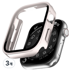 이츠라이프 애플워치 9H 스퀘어 강화유리 케이스 풀커버, 스타라이트, 3개