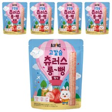 엘빈즈 유아용 고칼슘 츄러스 롱뻥, 딸기맛, 40g, 5개