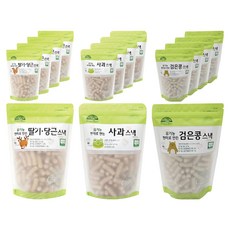 OrganicStory 유기농 현미로 만든 스낵 3종 세트, 5세트, 딸기당근맛, 사과맛, 검은콩맛, 60g