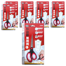 CutEdge 鋒銳 不沾膠萬用剪 附專利剪刀座 6吋, 紅色, 6支