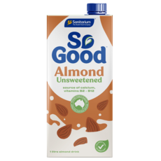 So Good 無糖杏仁奶, 高鈣低脂, 素食者適用, 無乳糖無麩質, 1L, 1瓶