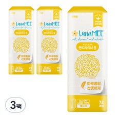 LunaMEE 韓國產超薄瞬吸棉柔護墊, 72片, 3包, 加長型(18cm)