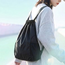 DAILYSHARE 網眼防水休閒運動束口後背包, 黑色, 1個