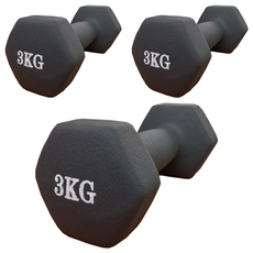 防滑塑身啞鈴 單支, 3kg, 3個