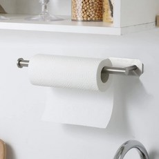 廚房免鑽孔黏貼式廚房紙巾架, 銀色, 1個