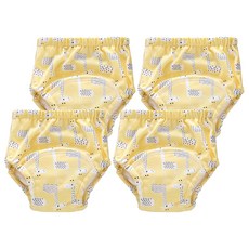 我家寶貝 6層紗寶寶學習褲, 腰腿鬆緊帶設計, 透氣吸水力強, M, 長頸鹿, 4件