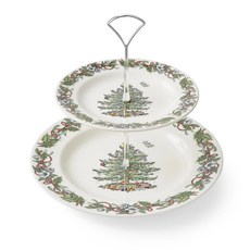 Spode Portmeirion 英國聖誕樹花環雙層蛋糕架, 1個, 混合色