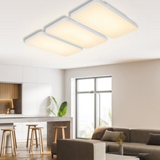 원하 LED 미러 거실 천장 조명 삼색변환 리모컨 200W 밝기조절 플리커프리, 화이트