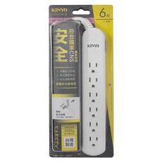 Kinyo 安全延長線 1開6插, 1條, 1.8m
