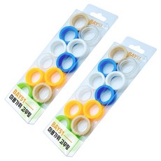 BAY51 通用美髮剪刀橡皮圈 6 款 x 2p 套組, 白色、米色、藍色、綠色、橙色、透明, 2組