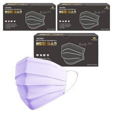 더착한 쁘띠럽 마스크 대형 성인용, 50개입, 3개, 퍼플