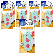 PLUS 普樂士 dtto friends 魔豆 豆豆貼 雙面膠帶 54-753 6mm x 10m, 腸太郎跳舞, 6個