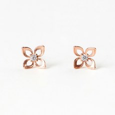 WEEVE 女用 10K 誕生花 耳環 + 愛心盒組