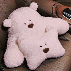 Ants 車用白熊頸枕 + 腰靠墊套組, 1套, 粉紅色