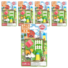 Iwako 造型橡皮擦 無PVC 日本製造, 牧場, 5個