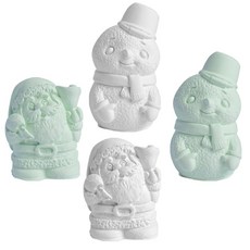 QIDINA 除濕防霉香氛珪藻土 聖誕硅藻土 Set 聖誕老人雪人造型 擺飾紙鎮 4入組