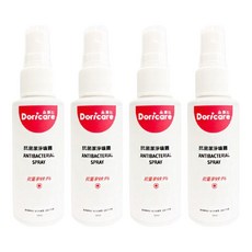 Doricare 朵樂比 抗菌潔淨噴霧隨身瓶 添加荷荷芭油 茶樹精油 親膚不刺激 抗菌率99.9% 無酒精, 50ml, 4瓶