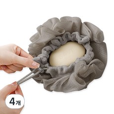 비누 넣는 스크럽 샤워볼, 카키, 1개입, 4개