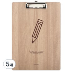 포포팬시 심플 우드 클립 보드 A4, 연필, 5개