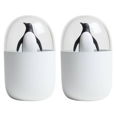 QUALy PENGUIN COTTON BUD HOLDER棉花棒罐 7 x 11.4cm 冰原企鵝, 2個