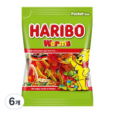 HARIBO 蚯蚓造型水果風味軟糖, 100g, 6包