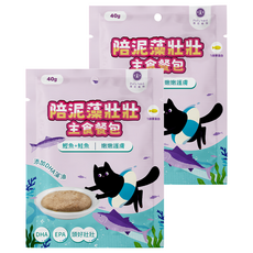 Pet's Need 霈尼寵物 陪泥藻壯壯主食餐包 嫩嫩護膚 全齡貓食用, 40g, 2個, 鰹魚 + 鮭魚