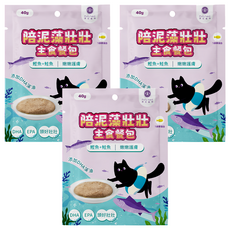 Pet's Need 霈尼寵物 陪泥藻壯壯主食餐包 嫩嫩護膚 全齡貓食用, 40g, 3個, 鰹魚 + 鮭魚
