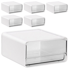 comet 家用透明抽屜多功能收納盒 小型(20 x 15 x 9cm), 6個, 白色