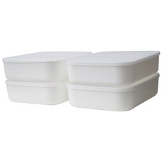 가규 국내제조 모던 라운드 팬트리 리빙박스, 화이트, 낮은형 M, 4개