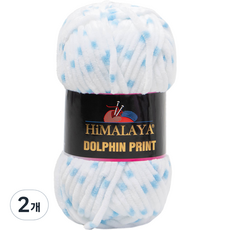 Yarna Himalaya Dolphin Print 編織線 100g, 84101 白色 + 天空藍, 2個