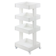 FUDOGIKEN 不動技研 360度收納推車 有輪 4層 014531 39.1 x 35.7 x 93.6cm, 白色