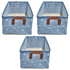 可摺疊衣物收納籃 26L大容量 四周加固 硬挺不軟塌, 藍白鵝, 3個