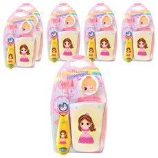 Vibright 兒童角色 LED 定時器牙刷杯架套組 黃色公主, 6組