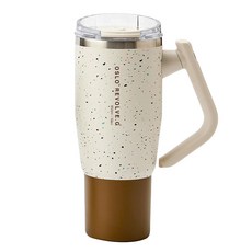 OSLO Revolve.G 304不鏽鋼手柄真空保溫隨行杯, 象牙白(點點), 950ml, 1個