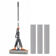 Okoro 免手洗吸水紙漿清潔拖把 + 3片補充墊, 1套