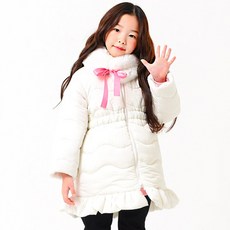 Kids Recipe 女童波浪絎縫鋪棉長版外套