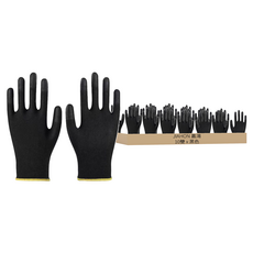 JIAHON 嘉鴻牌 合手型棉紗加碳纖維絲手套 PU塗掌手套 S(總長19.5cm 中指長7cm 掌寬8.5cm), 黑色, 10雙