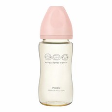 PUKU 藍色企鵝 飽飽歐蕾PPSU寬口奶瓶 330ml, 霧粉色, 1個
