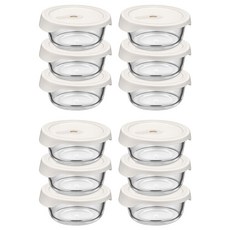 발룬피니 내열강화유리 오븐렌지 밥용기 원형, 12개, 400ml
