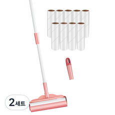 SPARROW HOUSE 長度可調節斜切膠黏滾輪 藍色+替換裝 10個, 粉色, 2組