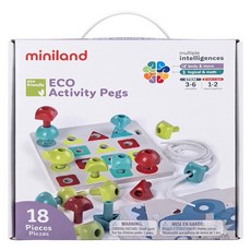 miniland ECO幾何形數色穿繩組 18入, 1盒