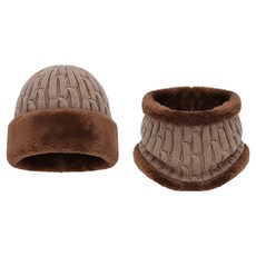 Kifofo 保暖滑雪板滑雪防寒帽 + 圍巾套組, 卡其色, 1套